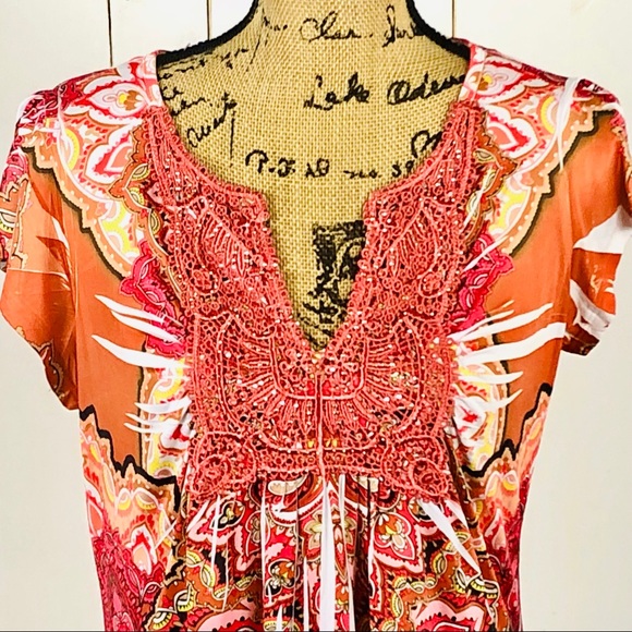 OneWorld women’s BoHo Tunic Top  size medium - Picture 2 of 6